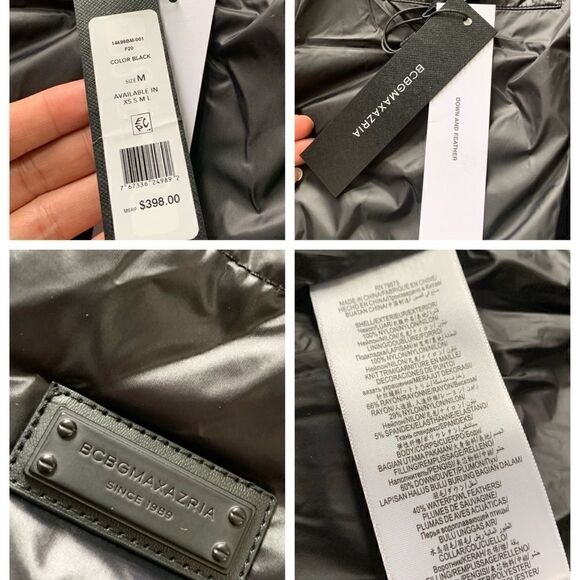 New BCBGMAXAZRIA Womens Patent Quilted Puffer Down Jacket - Picture 14 of 15